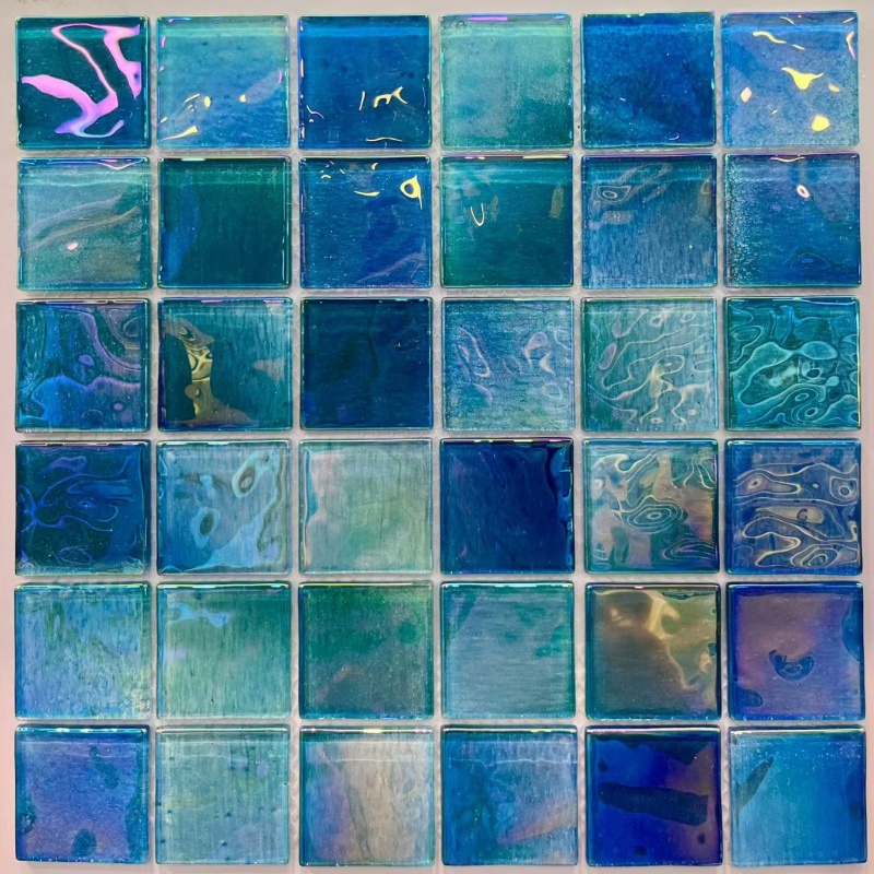 Mixed Color Glass Mosaic Tiles Swimming Pool Tiles Glossy Shiny Surface