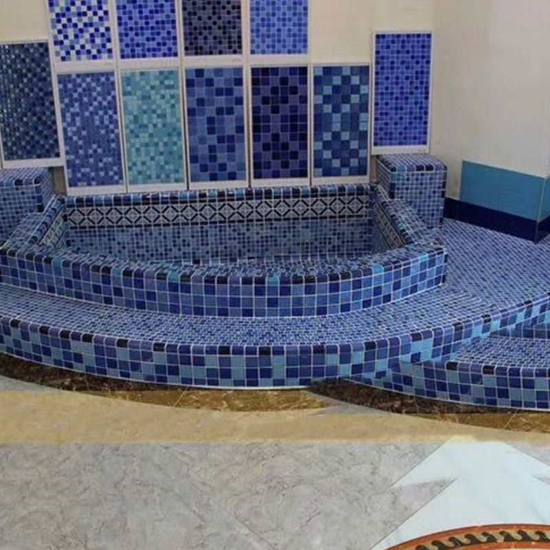 Small Particle Mosaic Tiles Glass Mosaic Glossy Surface for Beautiful Swimming Pool