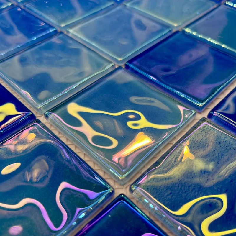 Mixed Color Glass Mosaic Tiles Swimming Pool Tiles Glossy Shiny Surface