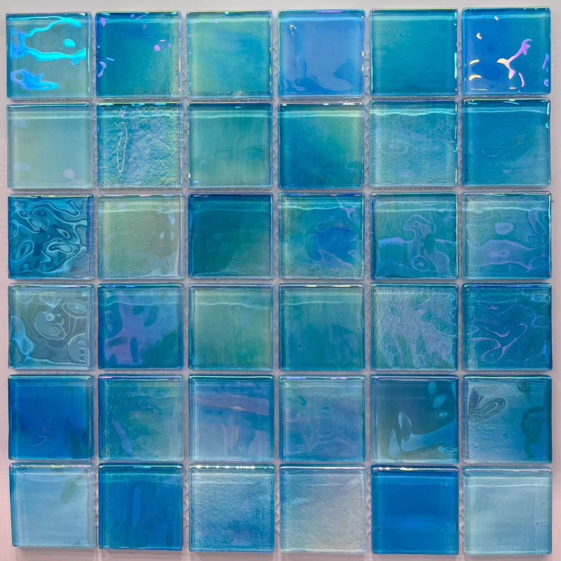 Mixed Color Glass Mosaic Tiles Swimming Pool Tiles Glossy Shiny Surface