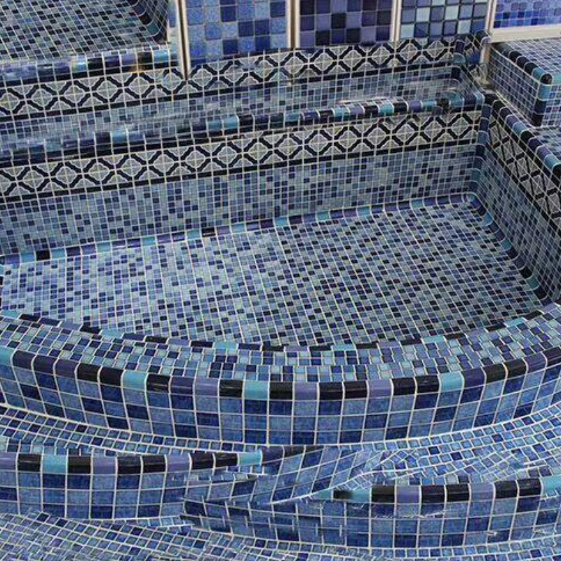 Small Particle Mosaic Tiles Glass Mosaic Glossy Surface for Beautiful Swimming Pool