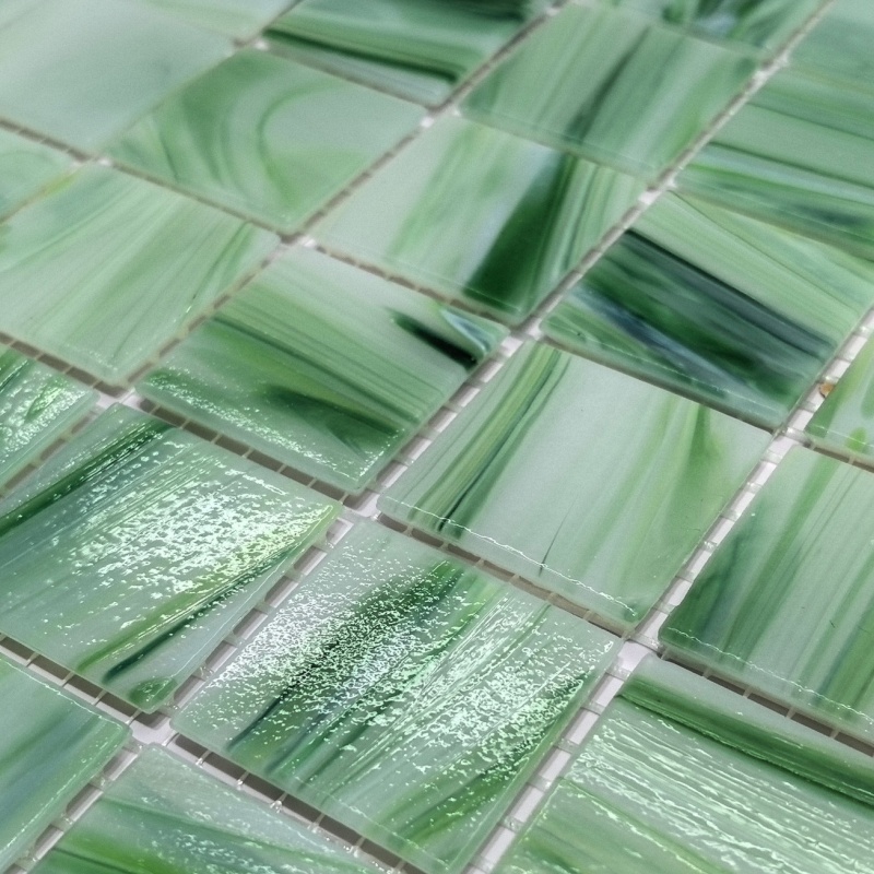 Mixed Color Blue Hot Melt Glass Mosaic Design Cheap Swimming Pool Tile for Sale