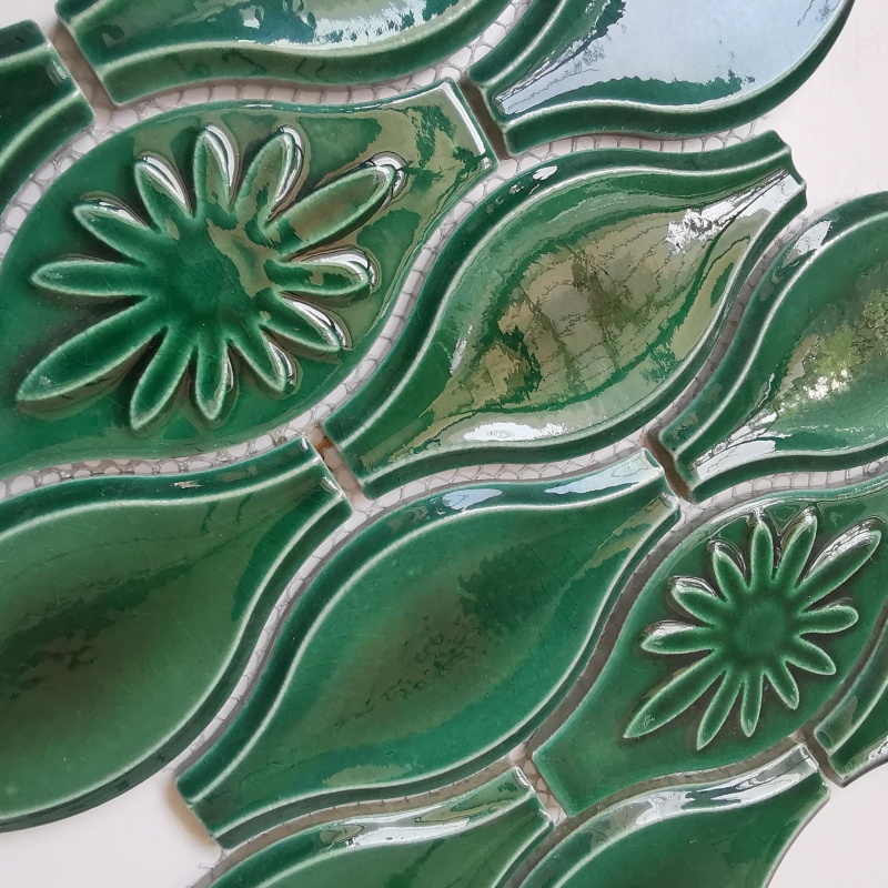 Free Sample Antique Glazed Glossy Strip Porcelain White Ceramic Finger Mosaic Kitchen Backsplash Mosaic