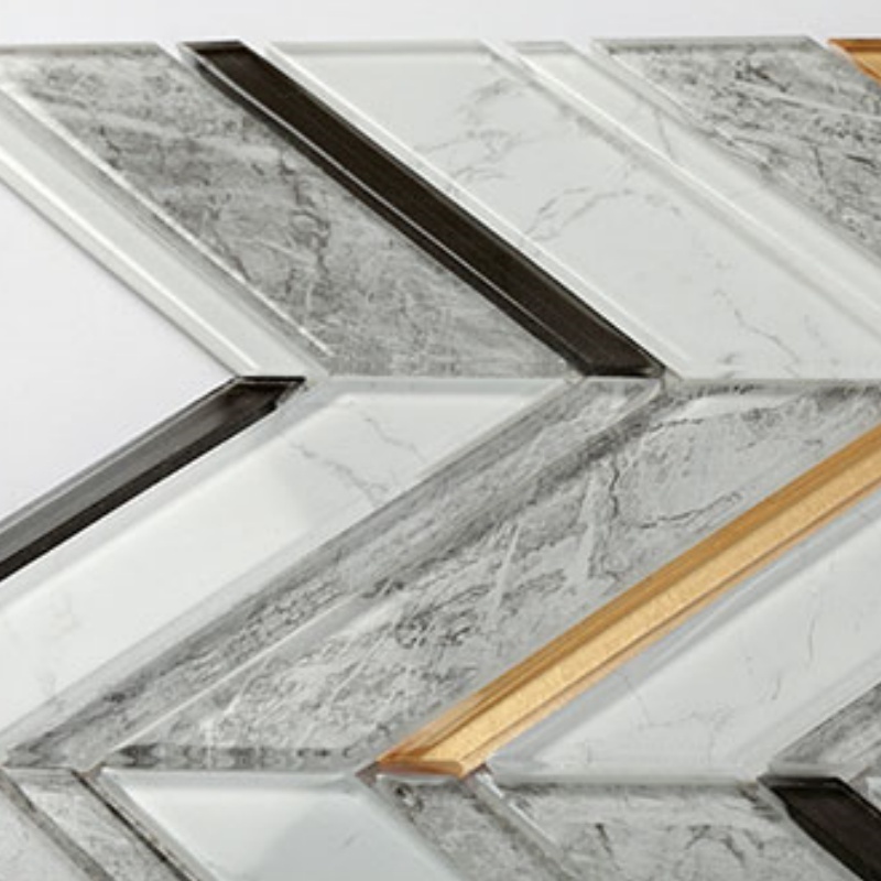 Marble Mosaic Waterjet Floor Glossy Natural Square Kitchen Living Room Indoor Use