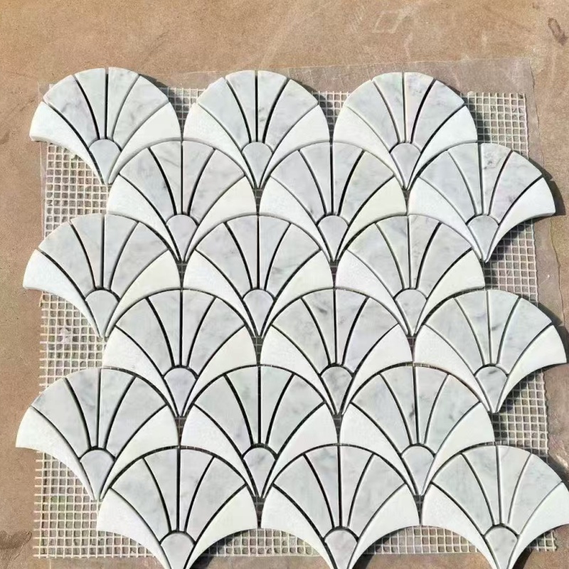 Customized Luxury Elegant Irregular Marble Mosaic Wall Tile for Bathroom Living Room Nature Stone Stunning Blue Glass and Marble Mosaic Tiles