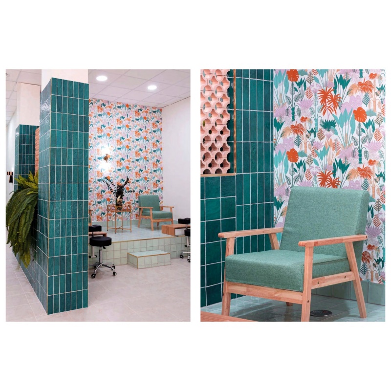 Green and Blue Triangle Crystal Glass Mosaic for Kitchen Bathroom Swimming Pool