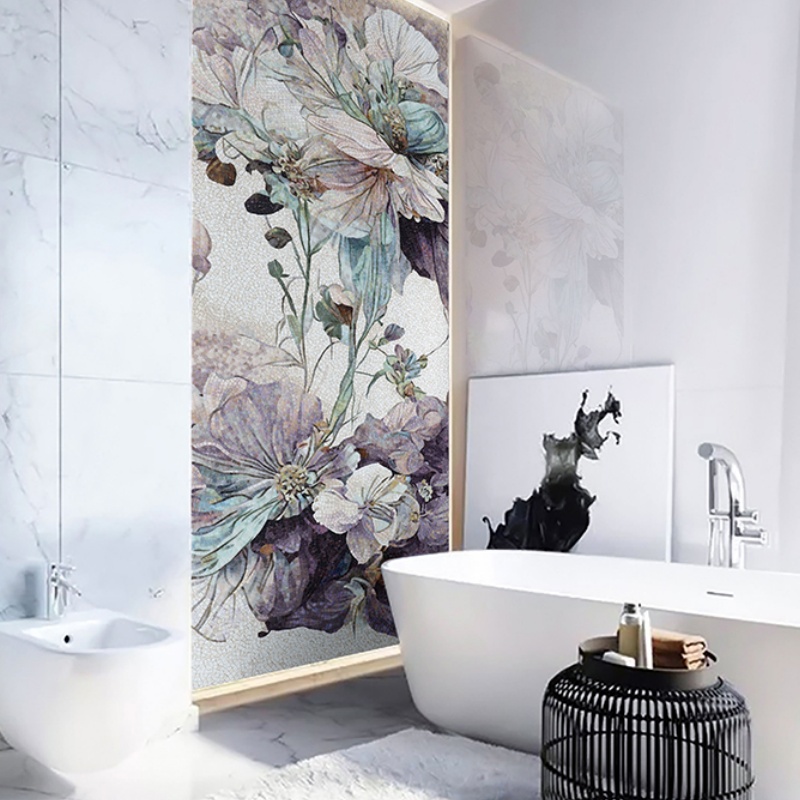Natural Marble Art Mosaic with Flower Picture for Floor Decoration