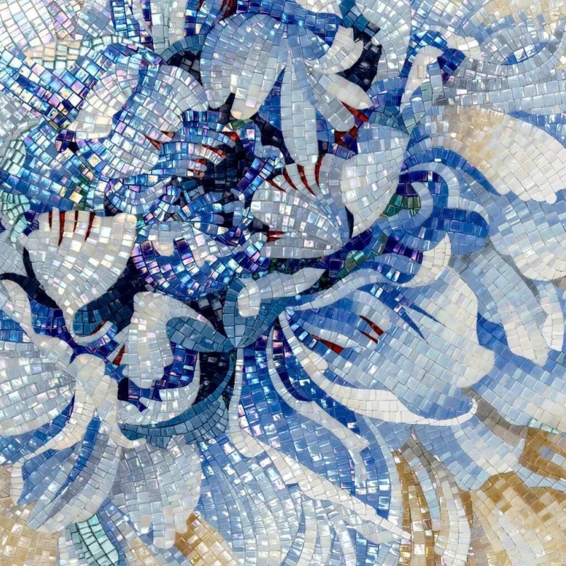 Natural White Marble Stone Waterjet Art Patterns Mosaic