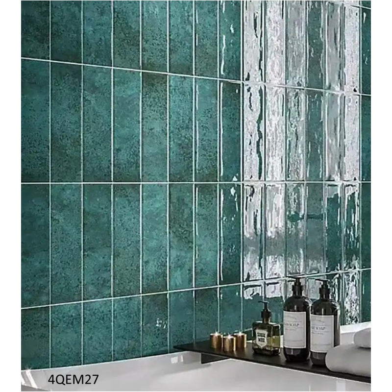 Uneven Surface Green Color Tiles Handmade Ceramic Wall Subway Tiles for Bathroom/Kitchen